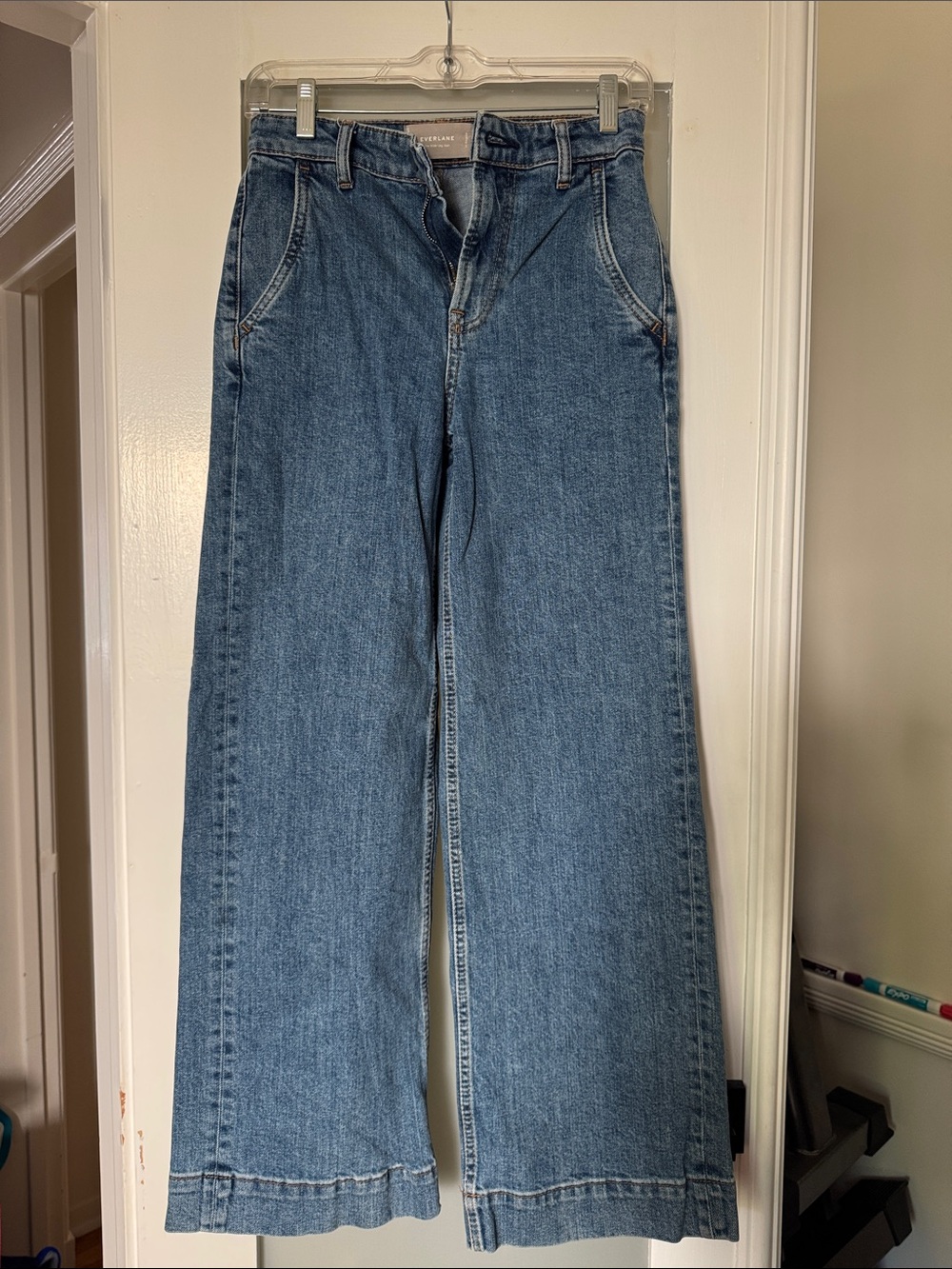 Everlane Medium Blue Flared Wide-Leg Jeans
